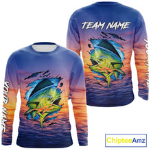 Load image into Gallery viewer, Mahi Mahi Fishing Sunset Custom Fishing Long Sleeve Shirt, Mahi Mahi Offshore Fishing Apparel NBT854