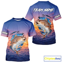 Load image into Gallery viewer, Redfish Fishing Sunset Custom Fishing T-Shirt, Redfish Offshore Fishing Apparel NBT855