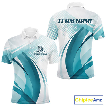 Mens Golf Polo Shirt Blue Pattern Custom Name And Team Name Golf Shirt, Golfing Gifts NBT528