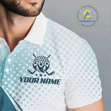 Load image into Gallery viewer, Mens Golf Polo Shirt Blue Pattern Custom Name And Team Name Golf Shirt, Golfing Gifts NBT528
