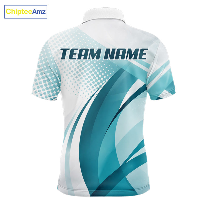 Mens Golf Polo Shirt Blue Pattern Custom Name And Team Name Golf Shirt, Golfing Gifts NBT528