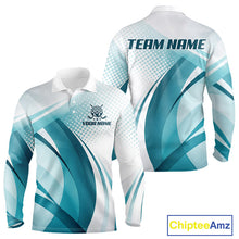 Load image into Gallery viewer, Mens Golf Polo Shirt Blue Pattern Custom Name And Team Name Golf Shirt, Golfing Gifts NBT528