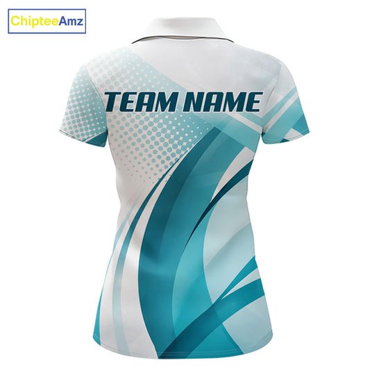 Womens Golf Polo Shirt Blue Pattern Custom Name And Team Name Golf Shirt, Golfing Gifts NBT528