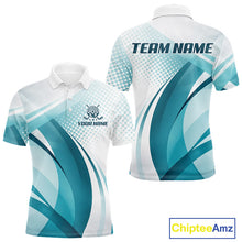 Load image into Gallery viewer, Mens Golf Polo Shirt Blue Pattern Custom Name And Team Name Golf Shirt, Golfing Gifts NBT528