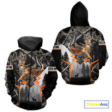 Load image into Gallery viewer, Jumping Whitetail Deer Hunting Dark Camo Custom Name 3D All Over Printed Shirts, Hunting Gifts NBT73