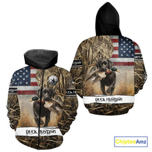 Load image into Gallery viewer, Duck Hunting Waterfowl Camo US Flag Black Labrador Retriever Dog Shirts, Duck Hunting Gifts NBT80