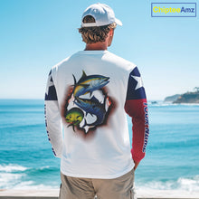 Load image into Gallery viewer, Personalized Texas Flag Mahi Mahi, Wahoo, Tuna Performance Long Sleeve Fishing Shirts NBT690
