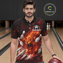 Load image into Gallery viewer, Red Flame Lion Custom Men Bowling polo Shirts 
