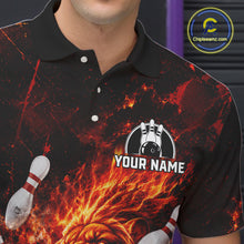 Load image into Gallery viewer, Red Flame Lion Custom Men Bowling Quarter Zip Shirts Bowling League Shirts Bowling Team Jerseys NBT878