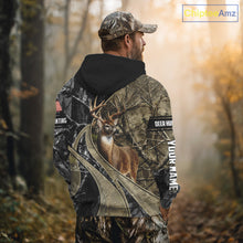 Load image into Gallery viewer, Whitetail Deer Hunting Brown and Black Camo Shirts with US Flag, Personalized Hunting Shirt NBT101