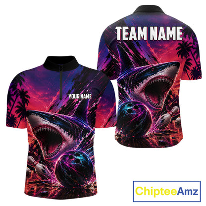 Custom Shark Bowling Polo Shirts For Men, Shark Bowling Team Shirt NBT969