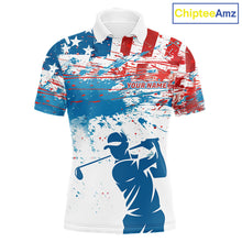 Load image into Gallery viewer, American Flag Golf Polo Shirt Custom Mens Golf Shirts US Flag Golf Polo Shirt NBT568