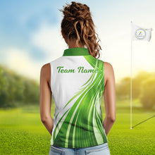 Load image into Gallery viewer, Womens Sleeveless Golf Polo Shirt Green And White Custom Golf Shirts For Team Personalized Golf Gifts NBT570