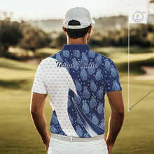 Load image into Gallery viewer, Blue Golf Pattern Polo Golf Shirt For Men Custom Mens Golf Clothes, Best Golf Gifts NBT571