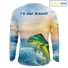 Load image into Gallery viewer, Mahi Mahi Fishing Sunset Custom Fishing Long Sleeve Shirt, Mahi Mahi Compass Offshore Fishing Apparel NBT585