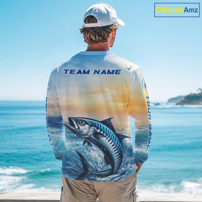 King Mackerel Fishing Sunset Custom Fishing Long Sleeve Shirt, Compass Offshore Fishing Apparel NBT586