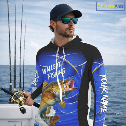 Personalized Walleye Fishing Hood UV Protection Custom Tournament Jerseys, Walleye Fishing Shirts NBT366