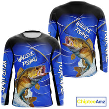 Load image into Gallery viewer, Personalized Walleye Long Sleeve Fishing Shirts UV Protection Tournament Jersey, Walleye Fishing Shirts NBT366