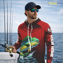 Load image into Gallery viewer, Custom Mahi Mahi Fishing Shirts For Team, Custom Saltwater Fishing Shirts|Red NBT467