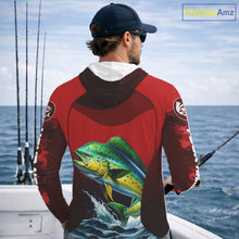 Load image into Gallery viewer, Custom Mahi Mahi Fishing Shirts For Team, Custom Saltwater Fishing Shirts|Red NBT467