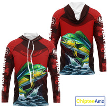 Load image into Gallery viewer, Custom Mahi Mahi Fishing Shirts For Team, Custom Saltwater Fishing Shirts|Red NBT467