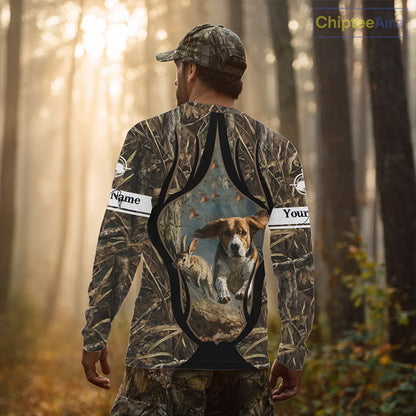 Personalized Rabbit Hunting Beagle Dog 3D All Over Printed Shirts, Hunting Clothes for Men NBT326