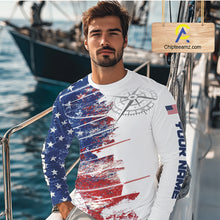 Load image into Gallery viewer, Personalized Patriotic Fishing Team Shirts, American Flag Long Sleeve Fishing Shirts NBT486