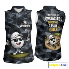 Load image into Gallery viewer, Funny Womens Sleeveless Golf Polo Shirts Custom Golf Ball Camo Pattern Golf Outfits, Best Golf Gifts NBT836