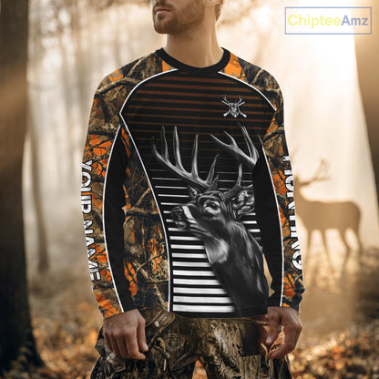 Custom Whitetail Deer Hunting Orange Camouflage 3D Printed Shirts, Hunting Gifts NBT226