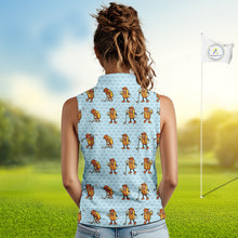 Load image into Gallery viewer, Funny Hotdog Womens Sleeveless Golf Polo Shirt, Custom Sausage Print Golf Polo, Golf Shirts For Team NBT492