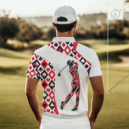 Personalized Poker Mens Golf Polo Shirt Custom Name Funny Golf Top For Team, Golfer Gift For Men NBT497