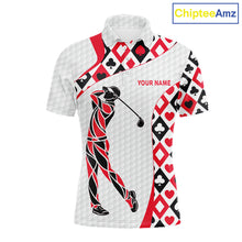 Load image into Gallery viewer, Personalized Poker Mens Golf Polo Shirt Custom Name Funny Golf Top For Team, Golfer Gift For Men NBT497