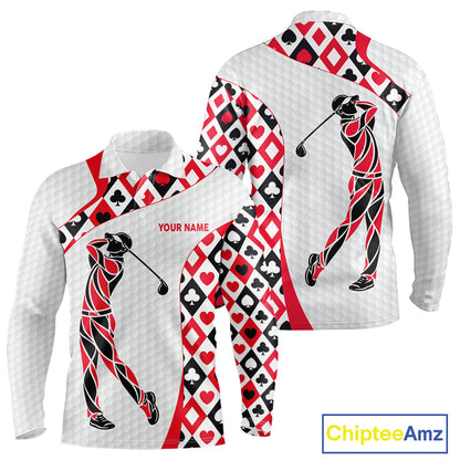 Personalized Poker Mens Golf Polo Shirt Custom Name Funny Golf Top For Team, Golfer Gift For Men NBT497