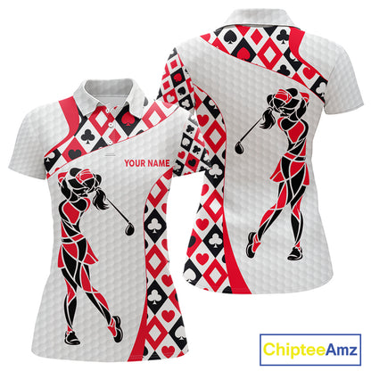 Personalized Poker Womens Golf Polo Shirt Custom Name Funny Golf Top For Team, Golfer Gift For Ladies NBT497