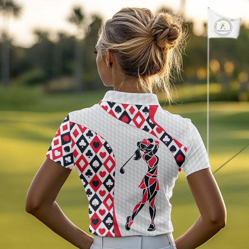 Personalized Poker Womens Golf Polo Shirt Custom Name Funny Golf Top For Team, Golfer Gift For Ladies NBT497