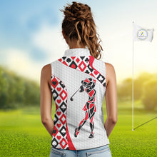 Load image into Gallery viewer, Personalized Poker Womens Sleeveless Golf Polo Shirt Custom Name Funny Golf Top For Team, Golfer Gift For Ladies NBT497