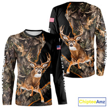 Load image into Gallery viewer, Whitetail Deer Hunting Brown Camo with Scope US Flag Shirts, Deer Hunting Clothes for Hunters NBT230