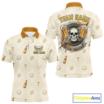 Born To Golf polo shirt back view argyle beer pattern