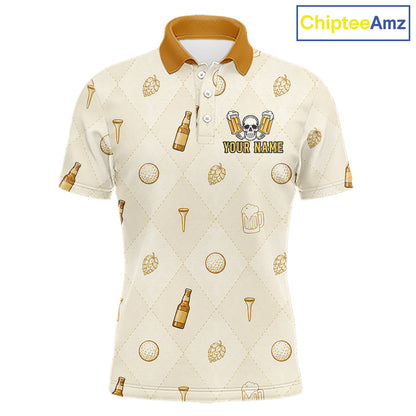 Born To Golf polo shirt front view argyle beer pattern
