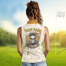 Load image into Gallery viewer, woman model in custom name Born To Golf Forced To Work womens golf polo shirt