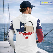 Load image into Gallery viewer, Personalized Texas Flag Long Sleeve Hooded Custom Name Tournament Fishing Shirts, Texas Fishing Jerseys NBT515