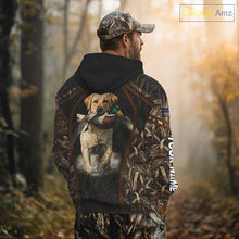 Load image into Gallery viewer, Waterfowl Duck Hunting Yellow Labrador Retriever Camo US Flag 3D Shirts, Duck Hunting Gifts NBT239