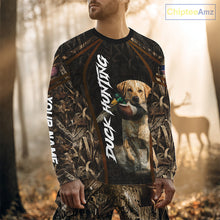 Load image into Gallery viewer, Waterfowl Duck Hunting Yellow Labrador Retriever Camo US Flag 3D Shirts, Duck Hunting Gifts NBT239