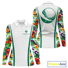 Load image into Gallery viewer, Funny Golf Skull Tropical Pattern Golf Polo Shirt Custom Name Golf Shirts For Womens NBT519