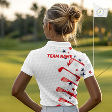 Load image into Gallery viewer, Person wearing a white polo shirt with 'TEAM NAME' on the back, standing on a golf course.