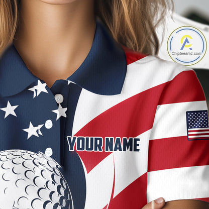 Close-up fabric detail of lightweight 100% polyester quick-dry golf polo shirt with "Your Name" on the chest.