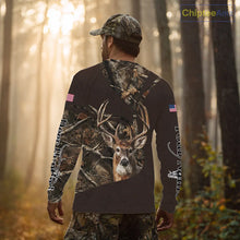 Load image into Gallery viewer, Deer Hunting Big Game Brown Camo US Flag Custom Name 3D All Over Print Shirts, Hunting Gifts NBT263