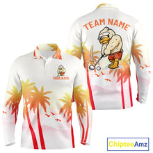 Load image into Gallery viewer, Funny Duck Golf Polo Shirt For Men, Tropical Sunset Print, Sporty Animal Golf Gift NBT803