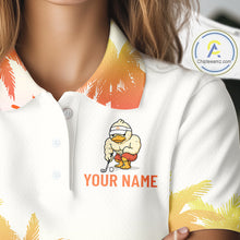 Load image into Gallery viewer, Funny Duck Golf Polo Shirt For Men, Tropical Sunset Print, Sporty Animal Golf Gift NBT803