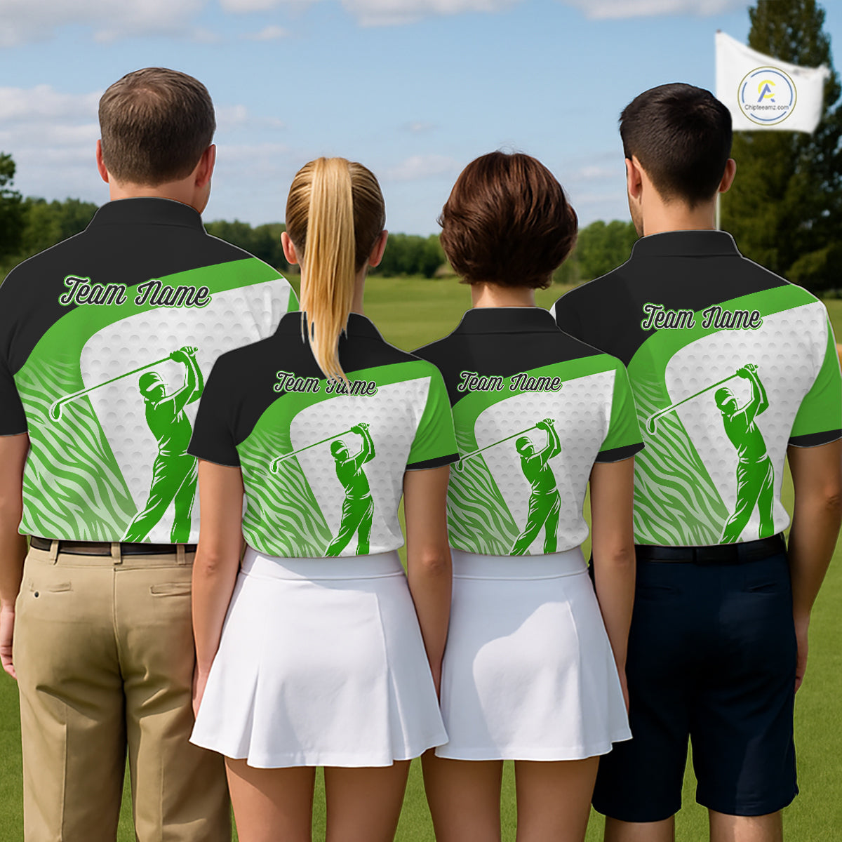 Green Zebra Pattern Mens Golf Polo Shirts Custom Name Gift For Golf Lovers NBT581